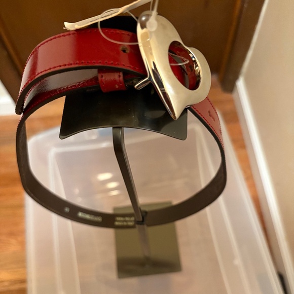 Moschino Jeans Red Leather Belt, NWT